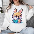 Adorable Book Lover Rabbit With Reading Glasses Cute Premium Unisex Sweatshirt