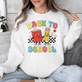 Back To School Checkered Book Pencil Groovy Teacher Student Unisex Sweatshirt