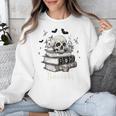 Boo Skeleton Skull Books Halloween Women School Teacher Kid Premium Unisex Sweatshirt