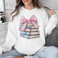 Book Lover Coquette Bow Pink Dainty Ribbon Cute Bookworm Unisex Sweatshirt