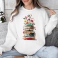 Book Stack With Flowers Reading Lover Bookish Unisex Sweatshirt