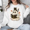 Books Ghost Reading Book Halloween Library Cat Fall Unisex Sweatshirt