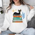 Cat And Books Retro Midcentury Mid Century Aesthetic Unisex Sweatshirt