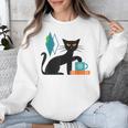 Cat Midcentury With Book And Coffee Atomic Age Mid Century Unisex Sweatshirt Cat Midcentury With Book And Coffee Atomic Age Mid Century Unisex Sweatshirt