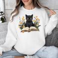 Cat Shirts For Women Book Lover Shirt Cute Cat And Book Premium Tri-Blend Unisex Sweatshirt