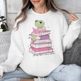 Cute Book Lover Frog Pretty Girls Read Books Kawaii Reading Unisex Sweatshirt