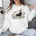 Cute Cat Flower Garden Book Kitty Reading Floral Men Women Girls Kids Unisex Sweatshirt
