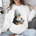 Cute Penguin Reading Book Faux-Crochet Print Unisex Sweatshirt