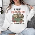 Easily Distracted By Cats And Books Vintage Unisex Sweatshirt Easily Distracted By Cats And Books Vintage Unisex Sweatshirt