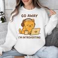 Go Away I'm Introverting Cozy Cat With Laptop And Coffee Unisex Sweatshirt