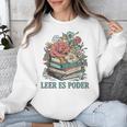 Leer ES Poder Cute Floral Spanish Teacher Book Reading Unisex Sweatshirt