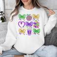 Mardi Gras Teacher Coquette Bow Pencil Apple Book Women Girl Unisex Sweatshirt