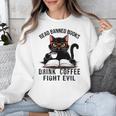Read Banned Books Drink Coffee Fight Evil Retro Cat Unisex Sweatshirt Read Banned Books Drink Coffee Fight Evil Retro Cat Unisex Sweatshirt