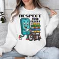 Respect Elders Cellphone Pushing Books In a Wheelchair Unisex Sweatshirt Respect Elders Cellphone Pushing Books In a Wheelchair Unisex Sweatshirt