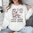 Retro Cowgirl ReadingTee Saddle Up With A Good Book Western Unisex Sweatshirt Retro Cowgirl ReadingTee Saddle Up With A Good Book Western Unisex Sweatshirt