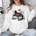 Retro Cute Cat Floral Book Librarian Vintage Floral Cat Book Unisex Sweatshirt Retro Cute Cat Floral Book Librarian Vintage Floral Cat Book Unisex Sweatshirt