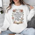 She Blooms Among The Pages Women Mom Wife Floral Book Lover Unisex Sweatshirt