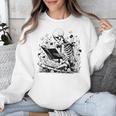 Skeleton Skull Halloween Book Reading Books Lover Teacher Unisex Sweatshirt