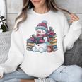 Snowman Reading Book Lovers Christmas Bookworm Librarian Unisex Sweatshirt