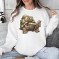 Sulcata Tortoise Reading A Book Unisex Sweatshirt