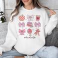 Valentine Teacher Cute Bows Apple Globe Pencil Books Art Unisex Sweatshirt
