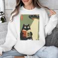 Vintage Japanese Cat Book Lovers UFO Alien Abduction Cat Dad Unisex Sweatshirt Vintage Japanese Cat Book Lovers UFO Alien Abduction Cat Dad Unisex Sweatshirt