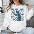 I Do What I Want Cat Reading Book Boho Flowers Vintage Unisex Sweatshirt