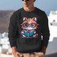 Adorable Book Lover Maine Coon Cat With Reading Glasses Cute Unisex Sweatshirt