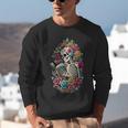 Book Lover Skeleton Reading With Dia De Los Muertos Flowers Unisex Sweatshirt