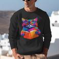 Cat Book Shirt Colorful Cat Reading Book Unisex Sweatshirt