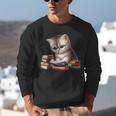 Cute Kitten Bookworm Adorable Cat With Glasses Reading Book Unisex Sweatshirt