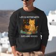Life Is Better With Cats And Books Cute Cat Lover Unisex Sweatshirt