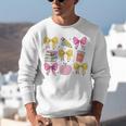 Apple Coquette Bow Books First Day Of School Back To School Unisex Sweatshirt