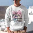 Book Lover Coquette Bow Pink Dainty Ribbon Cute Bookworm Unisex Sweatshirt