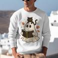 Books Ghost Reading Book Halloween Library Cat Fall Unisex Sweatshirt