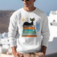 Cat And Books Retro Midcentury Mid Century Aesthetic Unisex Sweatshirt