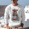Cute Highland Cow With Book Floral Bookworm Librarian Book Unisex Sweatshirt Cute Highland Cow With Book Floral Bookworm Librarian Book Unisex Sweatshirt