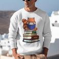 Cute Kawaii Kids Reading Books Glasses Red Panda Lover Unisex Sweatshirt