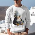Cute Penguin Reading Book Faux-Crochet Print Unisex Sweatshirt