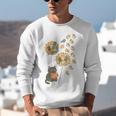 Cute Reading Cat With Kitten Dandelion Flowers Book Lover Unisex Sweatshirt