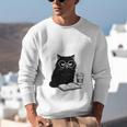 First Of All I’m A Delight Cute Cat Books Coffee Humor Unisex Sweatshirt