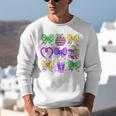 Mardi Gras Teacher Coquette Bow Pencil Apple Book Women Girl Unisex Sweatshirt