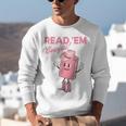 Read 'Em Western Cowgirl Retro Groovy Reading Books Unisex Sweatshirt Read 'Em Western Cowgirl Retro Groovy Reading Books Unisex Sweatshirt