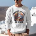 Retro I Just Want To Read Books And Pet Cats Cat Unisex Sweatshirt
