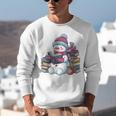 Snowman Reading Book Lovers Christmas Bookworm Librarian Unisex Sweatshirt
