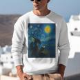 Van Gogh Starry Night Fantasy Reader Dragon Reading Book Unisex Sweatshirt