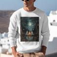 Vintage Ghost Book Reading Camping Gothic Halloween Teachers Unisex Sweatshirt