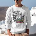 Vintage I Just Want To Read Books And Pet Cats Cat Raglan Baseball Tee Unisex Sweatshirt