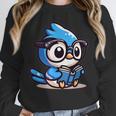 Adorable Book Lover Blue Jay With Reading Glasses Cute Unisex Sweatshirt