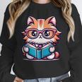 Adorable Book Lover Maine Coon Cat With Reading Glasses Cute Unisex Sweatshirt